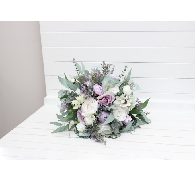 Wedding Bouquets in White, Lilac, Purple & Sage Green | Faux Bridal & Bridesmaid Bouquets