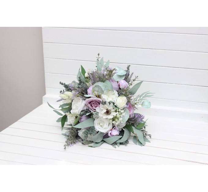 Wedding Bouquets in White, Lilac, Purple & Sage Green | Faux Bridal & Bridesmaid Bouquets