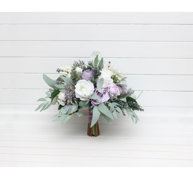 Wedding Bouquets in White, Lilac, Purple & Sage Green | Faux Bridal & Bridesmaid Bouquets
