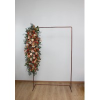  Flower arch arrangement in rust orange gold colors.  Arbor flowers. Floral archway. Faux flowers for wedding arch. 5213
