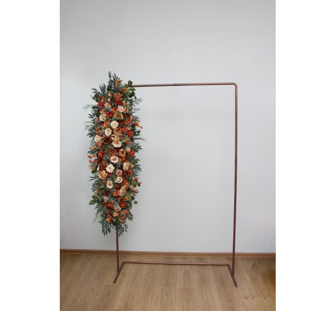 Flower Arch Arrangement in Rust, Orange & Gold | Faux Floral Archway for Wedding