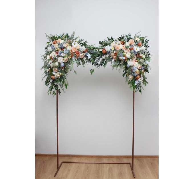 Flower Arch Arrangement in Ivory, Yellow, Peach & Dusty Blue | Faux Floral Archway for Wedding