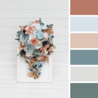 Bouquets in sky blue dusty terracotta beige color theme. Bridal bouquet. Faux bouquet. Bridesmaid bouquet. 5314