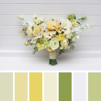 Bouquets in white and yellow color theme. Bridal bouquet. Faux bouquet. Bridesmaid bouquet. 5284