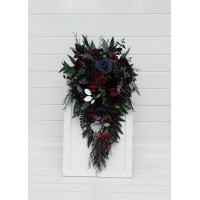 Bouquets in purple black navy blue burgundy silver green color scheme. Bridal bouquet. Faux bouquet. Bridesmaid bouquet. 5320