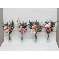 Mini bouquets for vases. Flowers for wedding decor. Dusty rose cream blush pink bouquet. Centerpiece. 5122