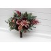 Wedding Bouquets in Dusty Rose, Burgundy & Deep Green | Faux Bridal & Bridesmaid Bouquets