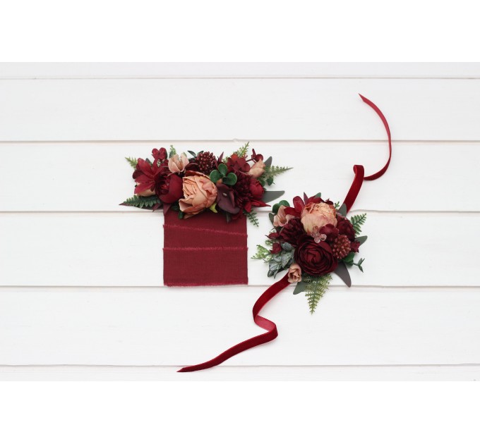 Pocket Boutonniere in Burgundy & Dusty Rose | Faux Flower Accessories