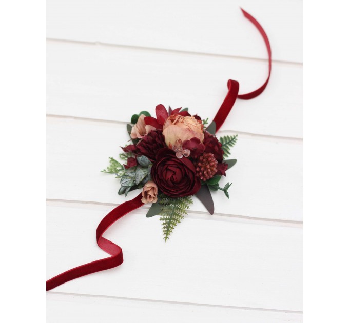 Pocket Boutonniere in Burgundy & Dusty Rose | Faux Flower Accessories