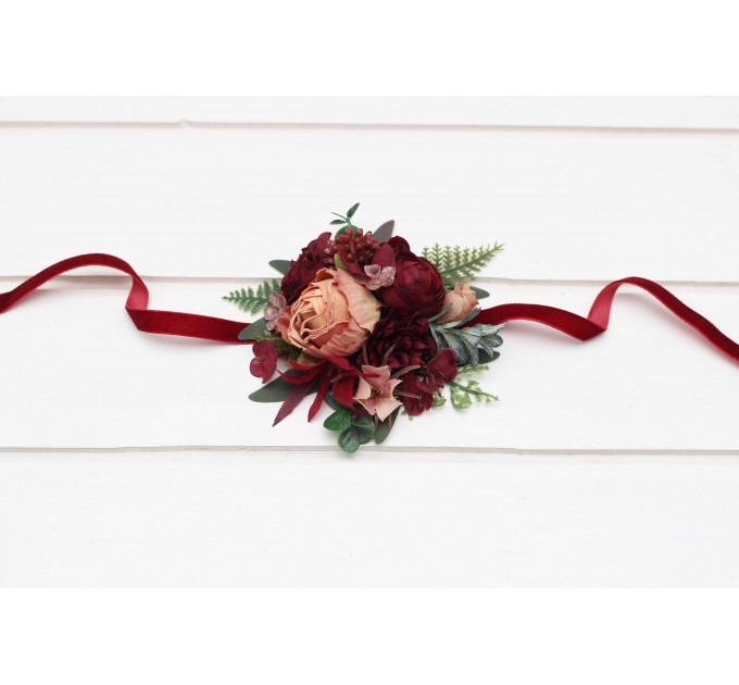 Pocket Boutonniere in Burgundy & Dusty Rose | Faux Flower Accessories
