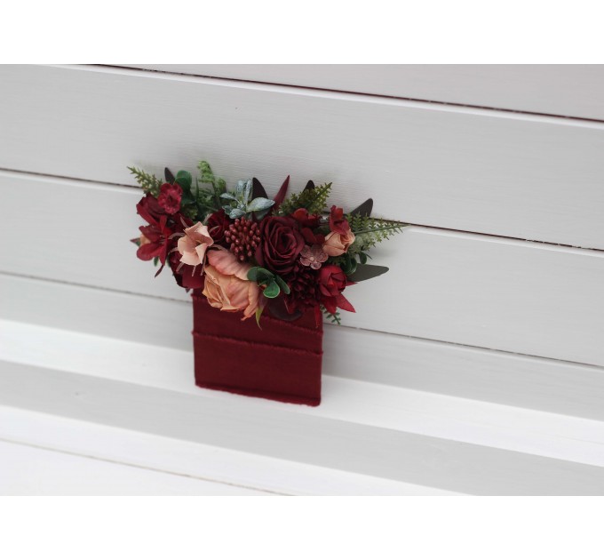 Pocket Boutonniere in Burgundy & Dusty Rose | Faux Flower Accessories