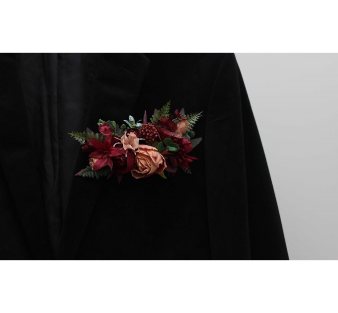 Pocket Boutonniere in Burgundy & Dusty Rose | Faux Flower Accessories
