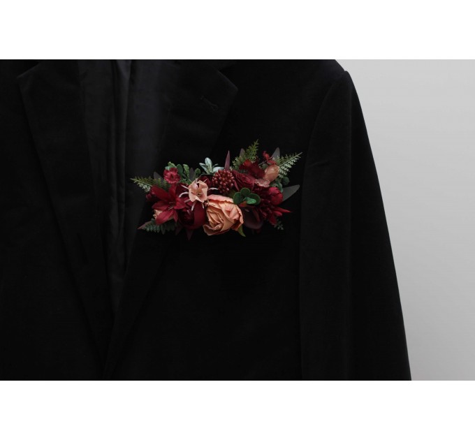Pocket Boutonniere in Burgundy & Dusty Rose | Faux Flower Accessories