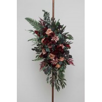  Flower arch arrangement in burgundy dusty rose colors.  Arbor flowers. Floral archway. Faux flowers for wedding arch. 5293