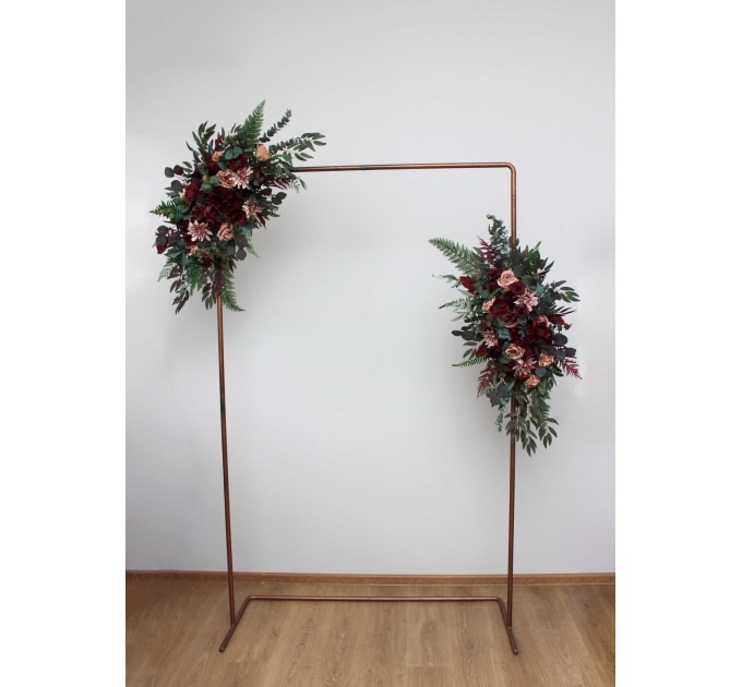 Flower Arch Arrangement in Burgundy & Dusty Rose | Faux Floral Archway for Wedding