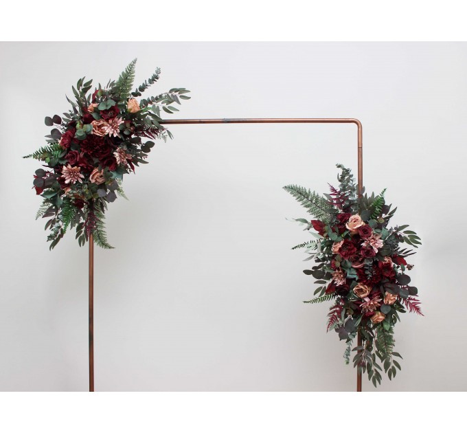 Flower Arch Arrangement in Burgundy & Dusty Rose | Faux Floral Archway for Wedding