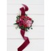 Wedding boutonnieres and wrist corsage in magenta pink red color scheme. Flower accessories. 5280