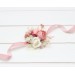 Wedding boutonnieres and wrist corsage in dusty rose cream color scheme. Flower accessories. 5321