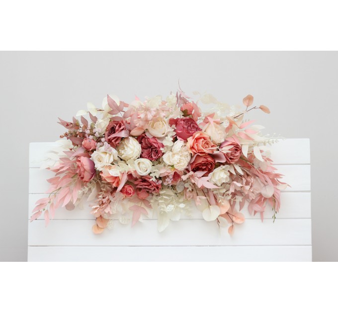 Flower Arch Arrangement in Dusty Rose & Cream | Faux Floral Archway for Wedding