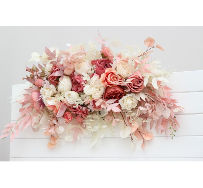 Flower Arch Arrangement in Dusty Rose & Cream | Faux Floral Archway for Wedding