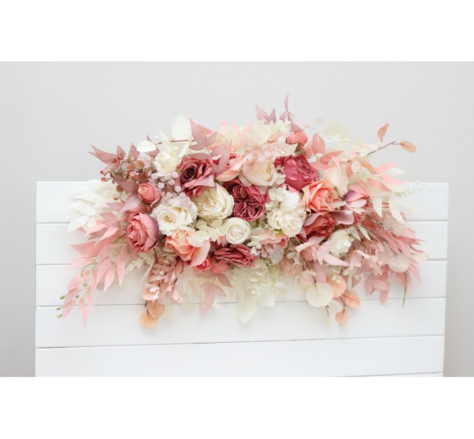Flower Arch Arrangement in Dusty Rose & Cream | Faux Floral Archway for Wedding
