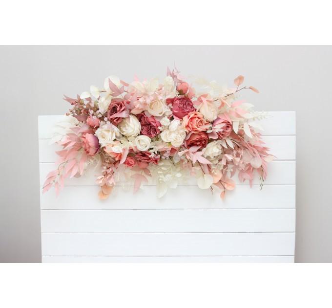 Flower Arch Arrangement in Dusty Rose & Cream | Faux Floral Archway for Wedding