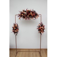  Flower arch arrangements in burgundy terracottacolors.  Arbor flowers. Floral archway. Faux flowers for wedding arch. 5121
