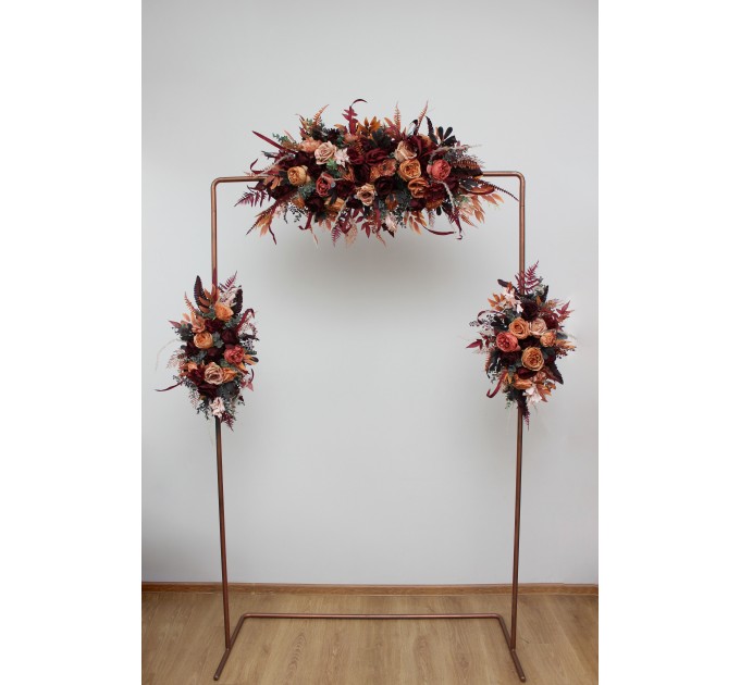Flower Arch Arrangement in Burgundy & Terracotta | Faux Floral Archway for Wedding