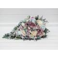 Wedding Bouquets in Dusty Purple, Pale Turquoise & Cream | Faux Bridal & Bridesmaid Bouquets