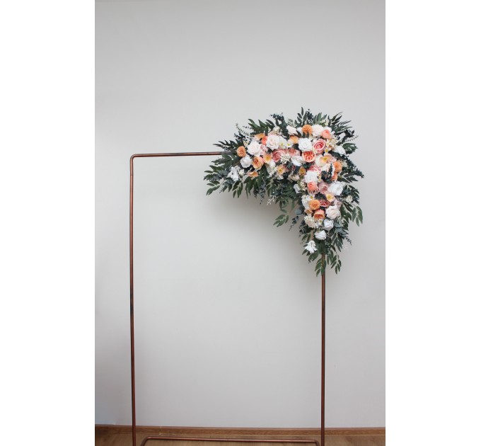 Flower Arch Arrangement in Blush Pink, White, Peach & Yellow | Faux Floral Archway for Wedding