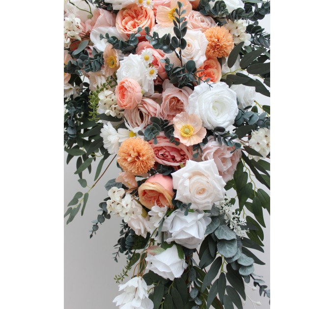 Flower Arch Arrangement in Blush Pink, White, Peach & Yellow | Faux Floral Archway for Wedding