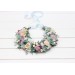 Dusty purple pale turquoise cream flower crown. Hair wreath. Flower girl crown. Wedding flowers. 5322
