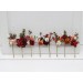Set of 8 bobby pins in rust burgundy dusty rose ivory color scheme. Hair accessories. Flower accessories for wedding. 0039