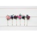 Set of 6 bobby pins in emerald green purple magenta teal color scheme. Jewel-tone wedding.Hair accessories. Flower accessories for wedding. 5055
