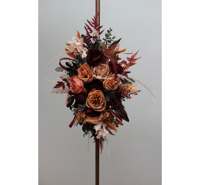Flower Arch Arrangement in Burgundy & Terracotta | Faux Floral Archway for Wedding