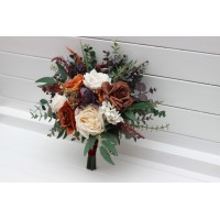Bridesmaid bouquet .Brown cream purple rust burgundy flowers. Fall wedding bouquet. Wedding bouquet. 5324