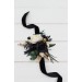 Wedding Boutonnieres and Wrist Corsages in Hunter Green, Ivory, Black, and Gold