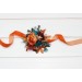 Wedding boutonnieres and wrist corsage in teal rust burgundy gold color scheme. Flower accessories. 5311