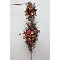 Flower Arch Arrangement in Teal, Rust, Burgundy & Gold | Faux Floral Archway for Wedding