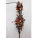 Flower Arch Arrangement in Teal, Rust, Burgundy & Gold | Faux Floral Archway for Wedding