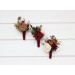Wedding boutonnieres and wrist corsage in burgundy ivory white brown color scheme. Flower accessories. Pocket boutonniere. 5310