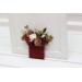 Wedding boutonnieres and wrist corsage in burgundy ivory white brown color scheme. Flower accessories. Pocket boutonniere. 5310