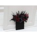 Wedding boutonnieres and wrist corsage in black and burgundy color scheme. Flower accessories. Pocket boutonniere. 5325