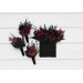 Wedding boutonnieres and wrist corsage in black and burgundy color scheme. Flower accessories. Pocket boutonniere. 5325