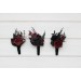 Wedding boutonnieres and wrist corsage in black and burgundy color scheme. Flower accessories. Pocket boutonniere. 5325