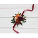 Pocket flowers. Pocket boutonniere in burnt orange burgundy cream color scheme. Flower accessories. Square flowers. Wrist corsage. Mother corsage. 5323