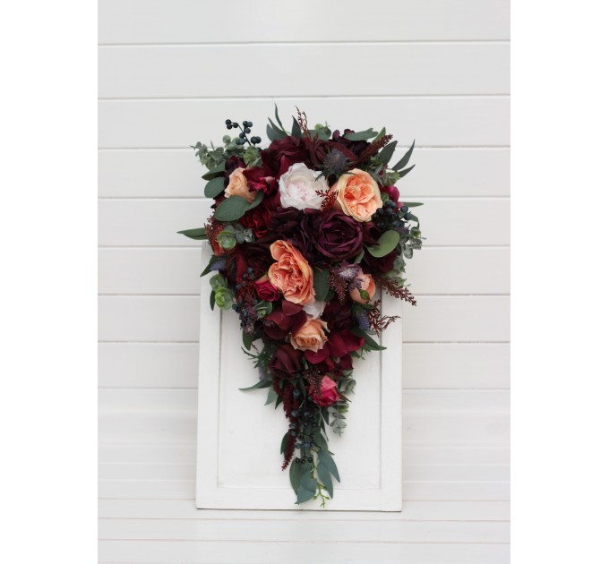 Wedding Bouquets in Purple, Peach, Burgundy & Magenta | Faux Bridal & Bridesmaid Bouquets