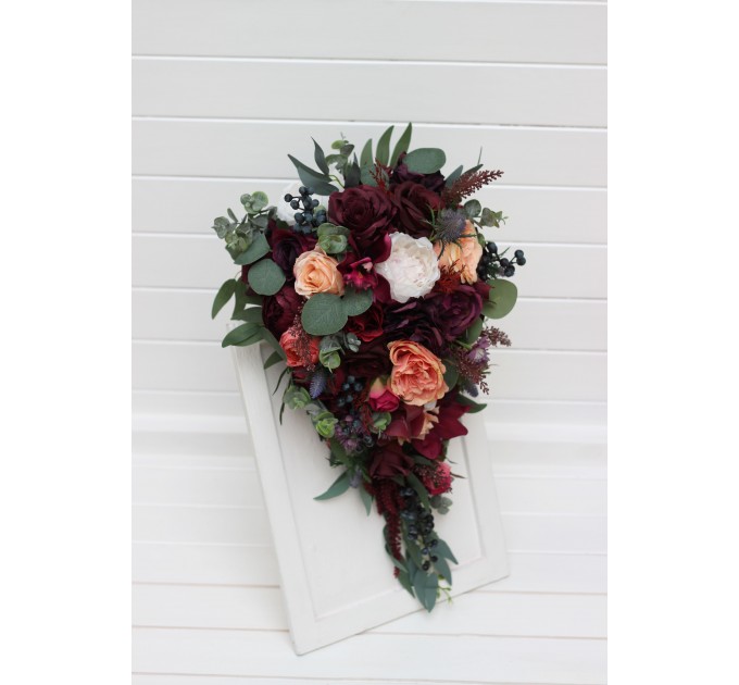 Wedding Bouquets in Purple, Peach, Burgundy & Magenta | Faux Bridal & Bridesmaid Bouquets