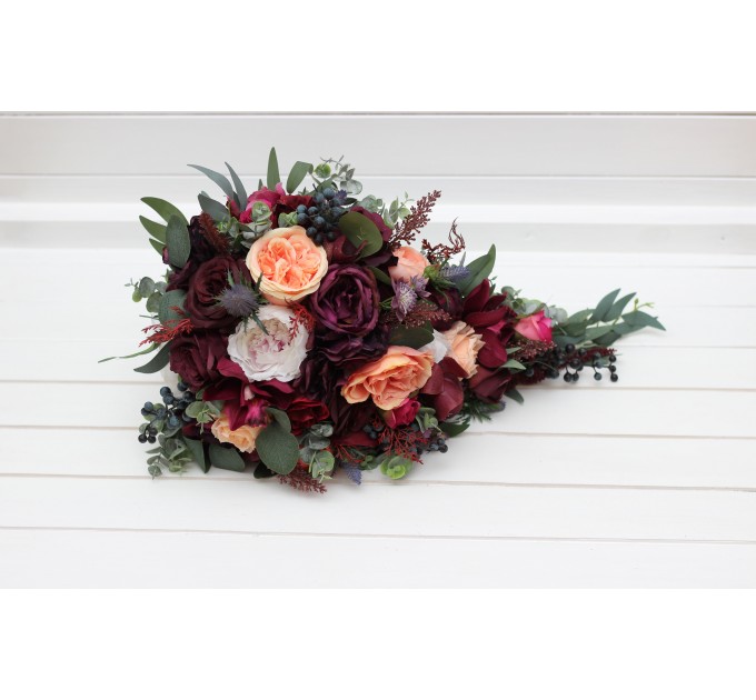 Wedding Bouquets in Purple, Peach, Burgundy & Magenta | Faux Bridal & Bridesmaid Bouquets