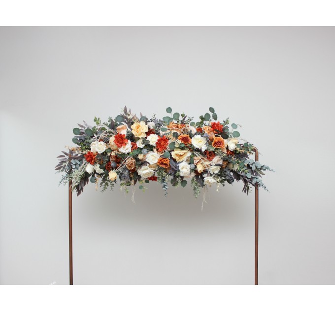 Flower Arch Arrangement in Rust, Orange & Cream | Faux Floral Archway for Wedding